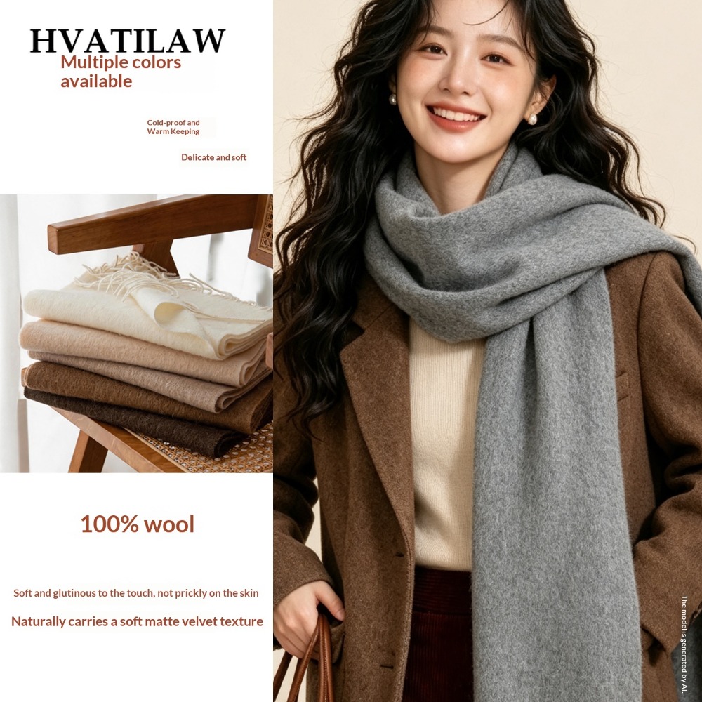 Wool Scarf Men - Écharpe d'hiver chaude 100% laine, châle
